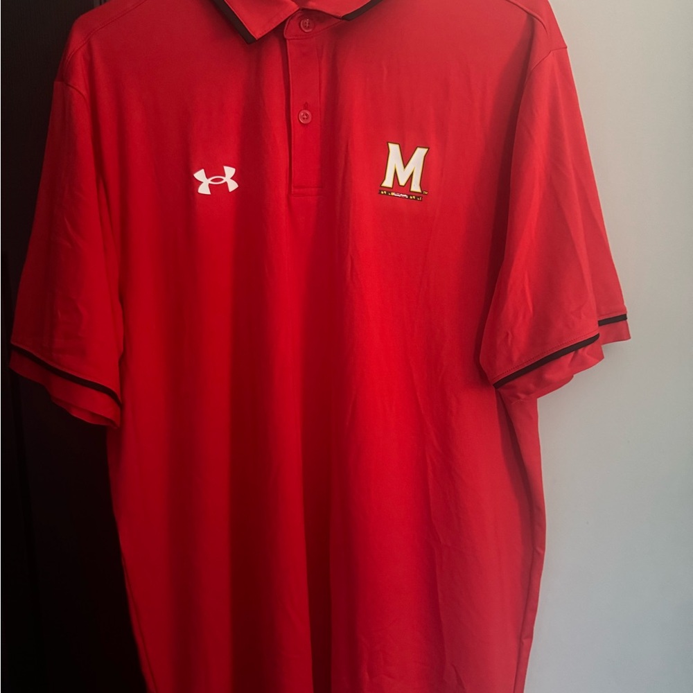 LG Men's Red Polo Shirt with Black Trim